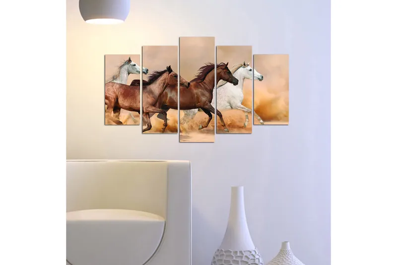 Canvas Dyr 5 stk Flerfarvet - 22x06 cm - Boligtilbehør - Billeder & kunst - Billeder på lærred