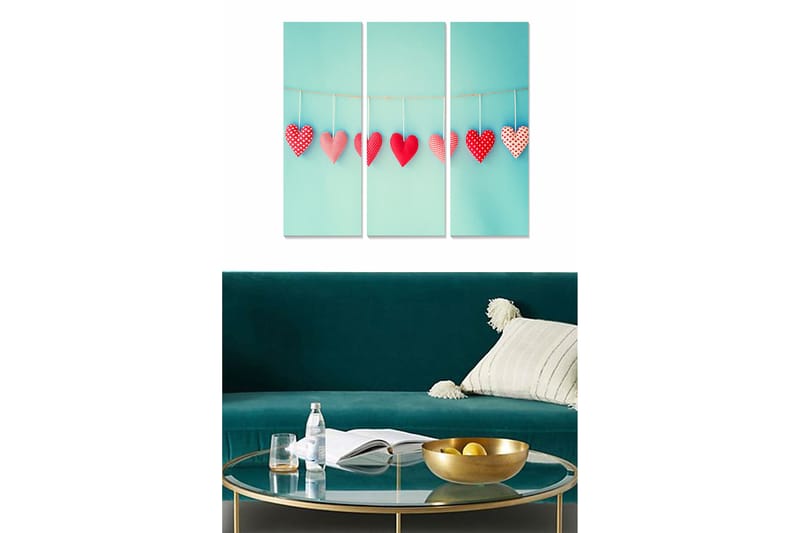 Canvas Love 3 stk Flerfarvet - 22x05 cm - Boligtilbehør - Billeder & kunst - Billeder på lærred