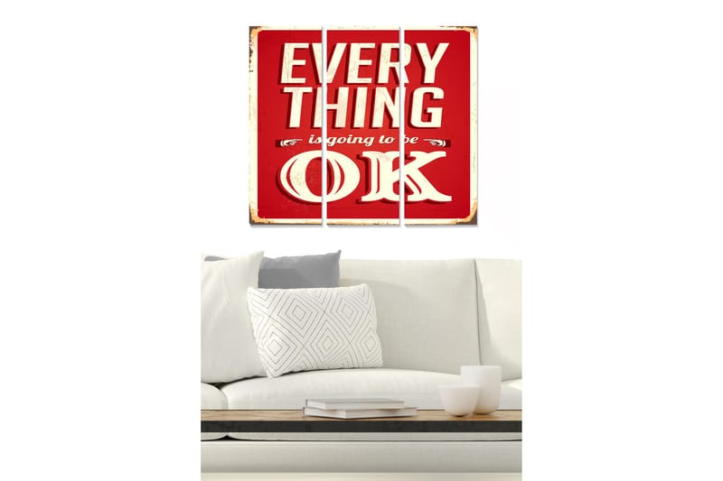 Canvas Ordsprog 3 stk Flerfarvet, 22x05 cm