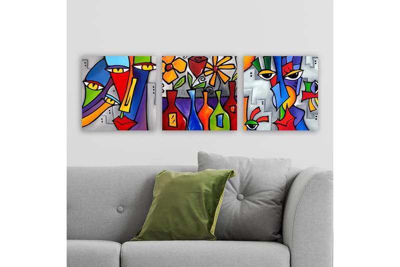 Canvas VP Italien 3 stk Flerfarvet - 33x03 cm - Boligtilbehør - Billeder & kunst - Billeder på lærred