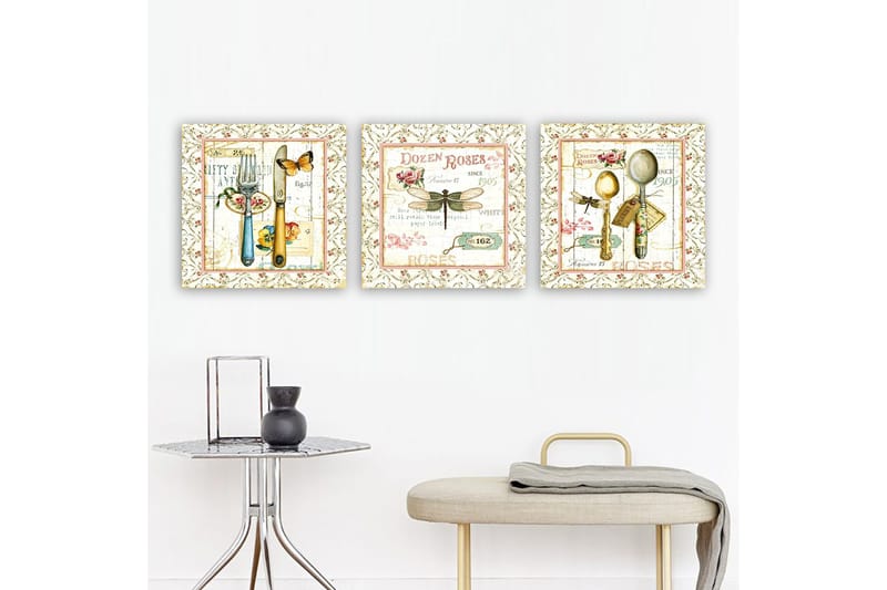 Canvas VP Italien 3 stk Flerfarvet - 33x03 cm - Boligtilbehør - Billeder & kunst - Billeder på lærred