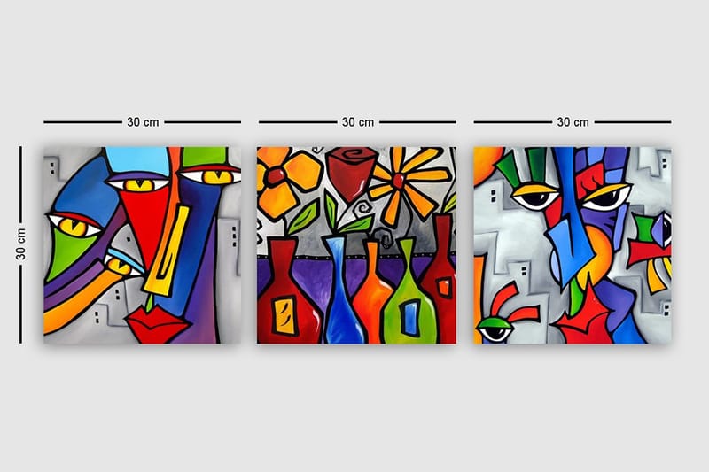 Canvas VP Italien 3 stk Flerfarvet - 33x03 cm - Boligtilbehør - Billeder & kunst - Billeder på lærred