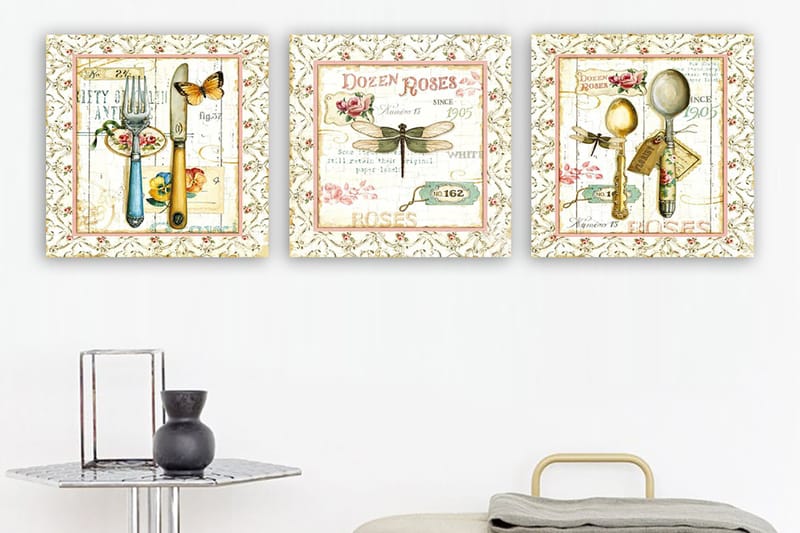 Canvas VP Italien 3 stk Flerfarvet - 33x03 cm - Boligtilbehør - Billeder & kunst - Billeder på lærred