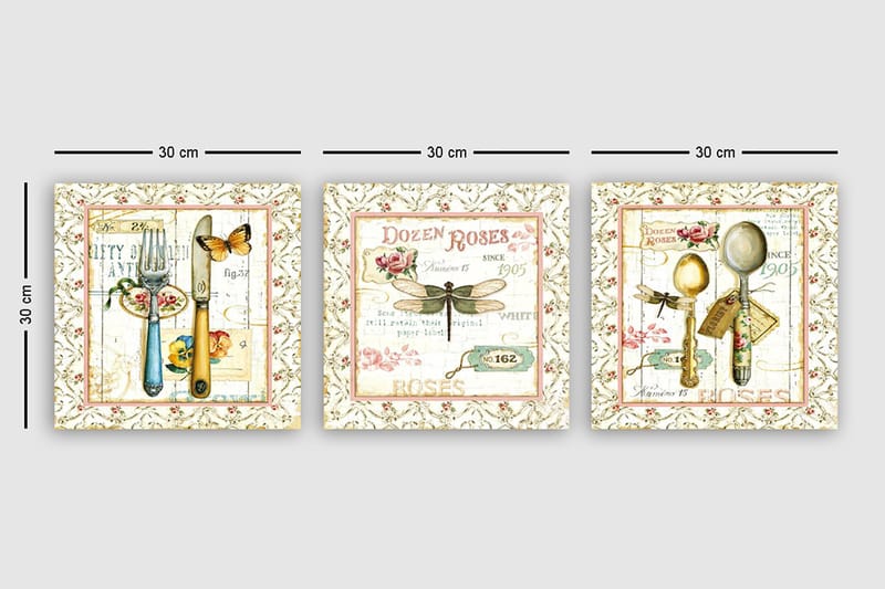 Canvas VP Italien 3 stk Flerfarvet - 33x03 cm - Boligtilbehør - Billeder & kunst - Billeder på lærred