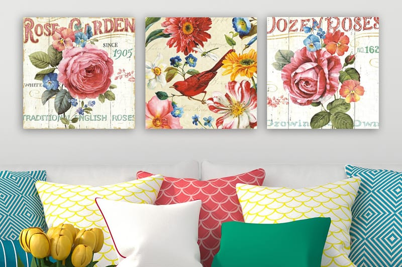 Canvas VP Italien 3 stk Flerfarvet - 33x03 cm - Boligtilbehør - Billeder & kunst - Billeder på lærred