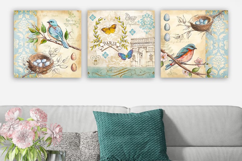 Canvas VP Italien 3 stk Flerfarvet - 33x03 cm - Boligtilbehør - Billeder & kunst - Billeder på lærred