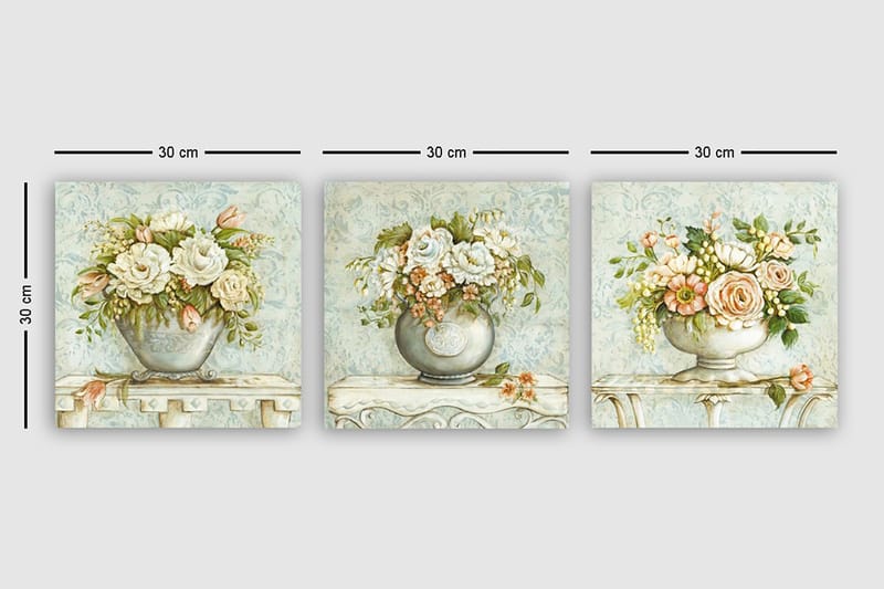 Canvas VP Italien 3 stk Flerfarvet - 33x03 cm - Boligtilbehør - Billeder & kunst - Billeder på lærred