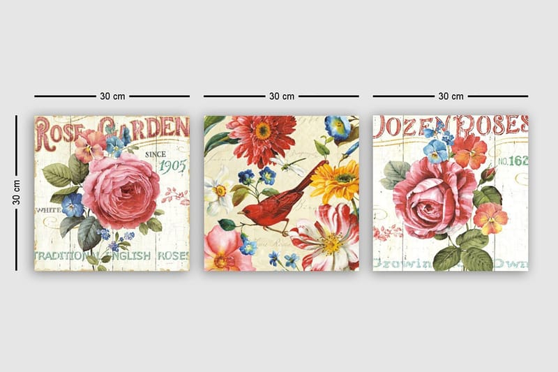 Canvas VP Italien 3 stk Flerfarvet - 33x03 cm - Boligtilbehør - Billeder & kunst - Billeder på lærred