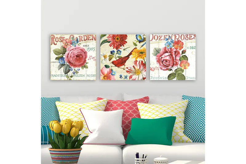 Canvas VP Italien 3 stk Flerfarvet - 33x03 cm - Boligtilbehør - Billeder & kunst - Billeder på lærred