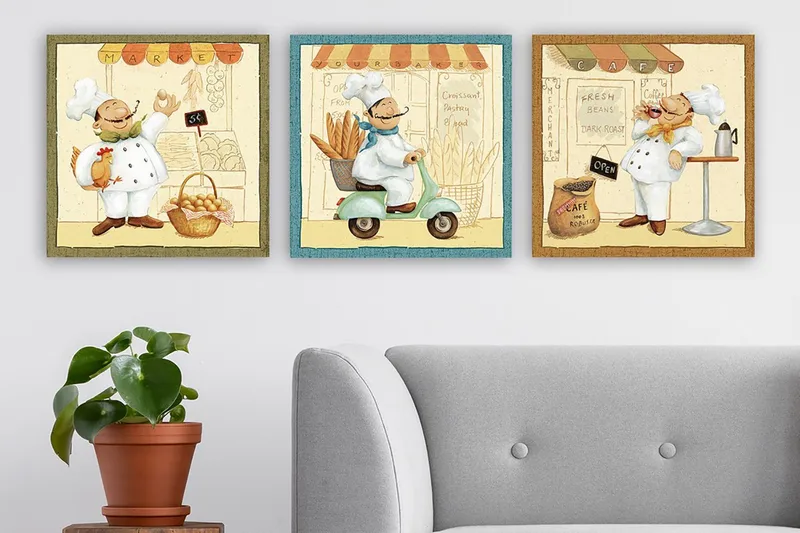 Canvas VP Italien 3 stk Flerfarvet, 33x03 cm