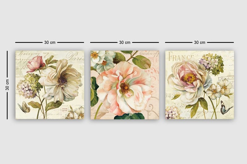 Canvas VP Italien 3 stk Flerfarvet - 33x03 cm - Boligtilbehør - Billeder & kunst - Billeder på lærred