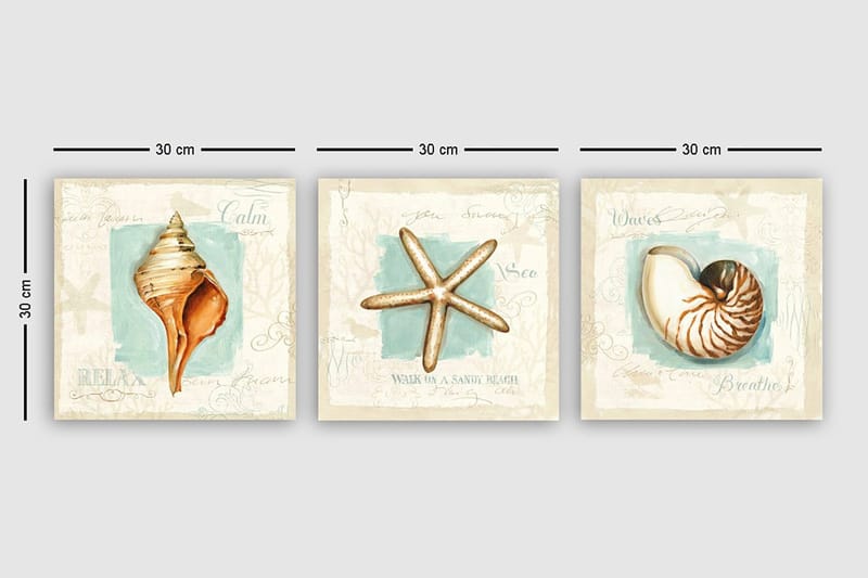 Canvas VP Italien 3 stk Flerfarvet - 33x03 cm - Boligtilbehør - Billeder & kunst - Billeder på lærred