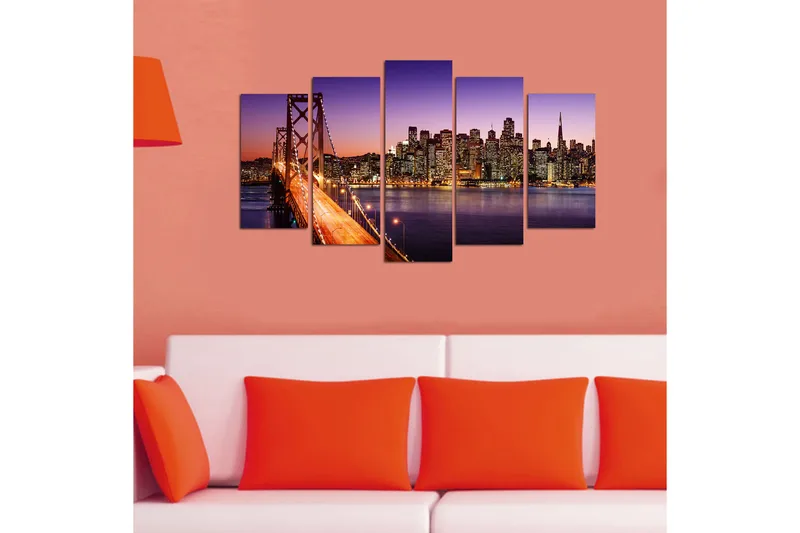 Canvas VP Italien 5 stk Flerfarvet - 22x06 cm - Boligtilbehør - Billeder & kunst - Billeder på lærred