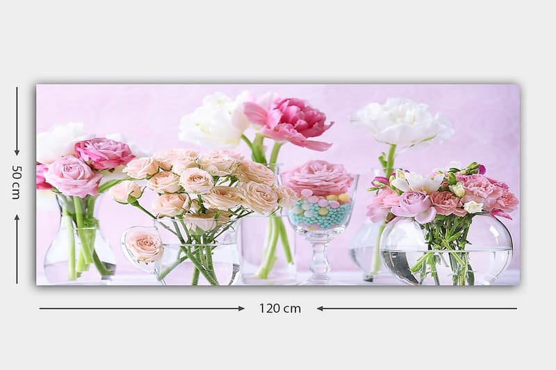 Canvasbillede YTY Floral & Botanical Flerfarvet - 120x50 cm - Boligtilbehør - Billeder & kunst - Billeder på lærred