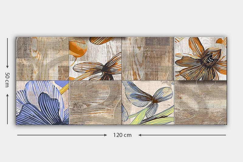 Canvasbillede YTY Floral & Botanical Flerfarvet - 120x50 cm - Boligtilbehør - Billeder & kunst - Billeder på lærred