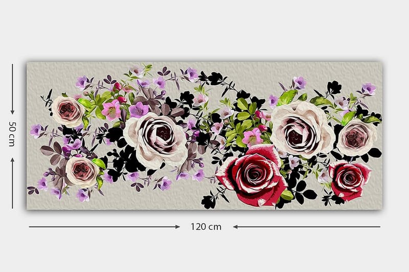 Canvasbillede YTY Floral & Botanical Flerfarvet - 120x50 cm - Boligtilbehør - Billeder & kunst - Billeder på lærred