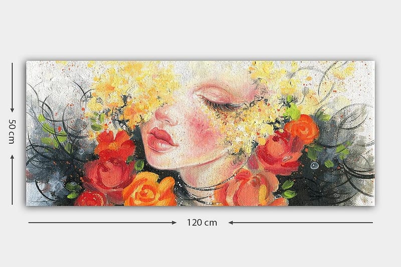 Canvasbillede YTY Floral & Botanical Flerfarvet - 120x50 cm - Boligtilbehør - Billeder & kunst - Billeder på lærred