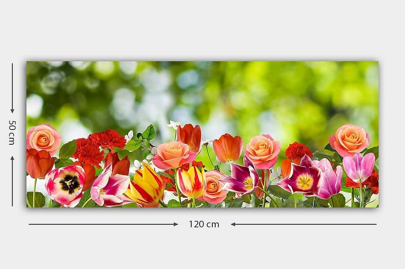 Canvasbillede YTY Floral & Botanical Flerfarvet - 120x50 cm - Boligtilbehør - Billeder & kunst - Billeder på lærred