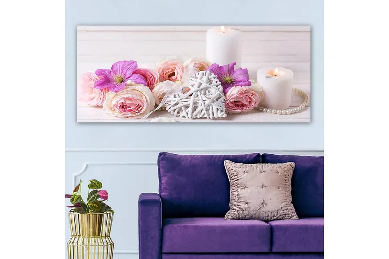 Canvasbillede YTY Floral & Botanical Flerfarvet - 120x50 cm - Boligtilbehør - Billeder & kunst - Billeder på lærred