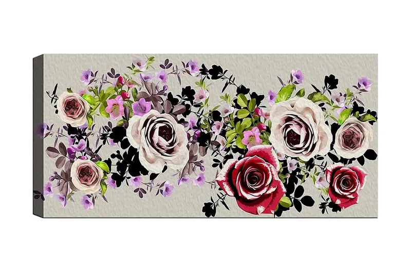 Canvasbillede YTY Floral & Botanical Flerfarvet, 120x50 cm