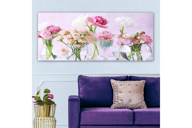Canvasbillede YTY Floral & Botanical Flerfarvet - 120x50 cm - Boligtilbehør - Billeder & kunst - Billeder på lærred