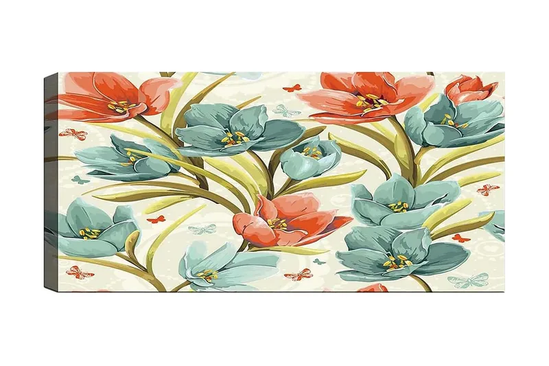 Canvasbillede YTY Floral & Botanical Flerfarvet, 120x50 cm