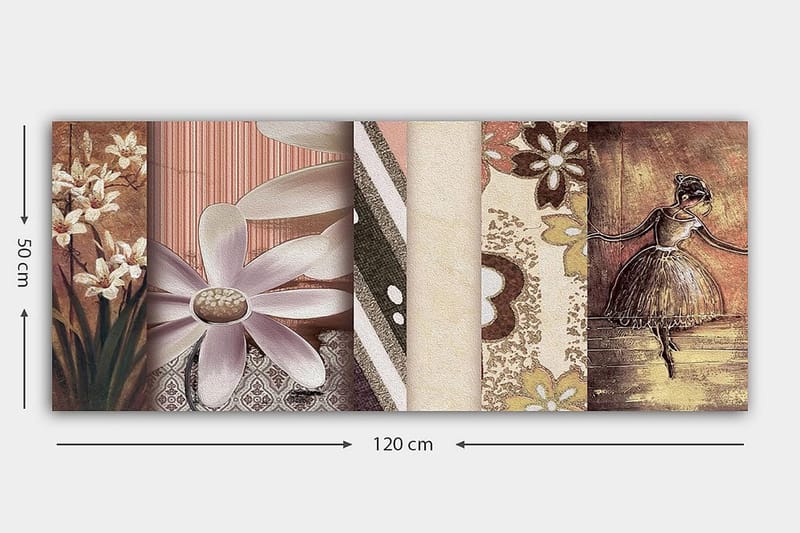 Canvasbillede YTY Floral & Botanical Flerfarvet - 120x50 cm - Boligtilbehør - Billeder & kunst - Billeder på lærred