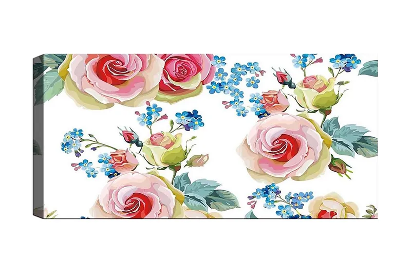Canvasbillede YTY Floral & Botanical Flerfarvet, 120x50 cm