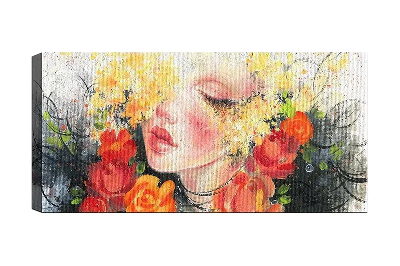 Canvasbillede YTY Floral & Botanical Flerfarvet, 120x50 cm