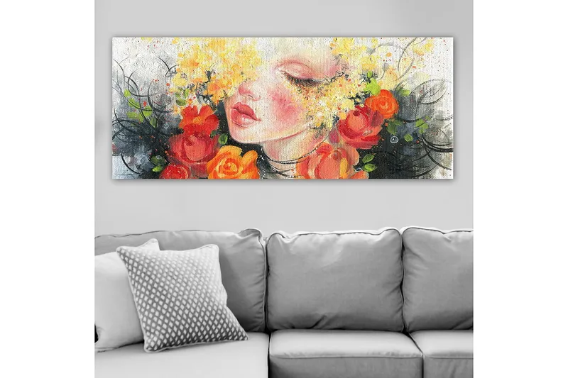 Canvasbillede YTY Floral & Botanical Flerfarvet - 120x50 cm - Boligtilbehør - Billeder & kunst - Billeder på lærred