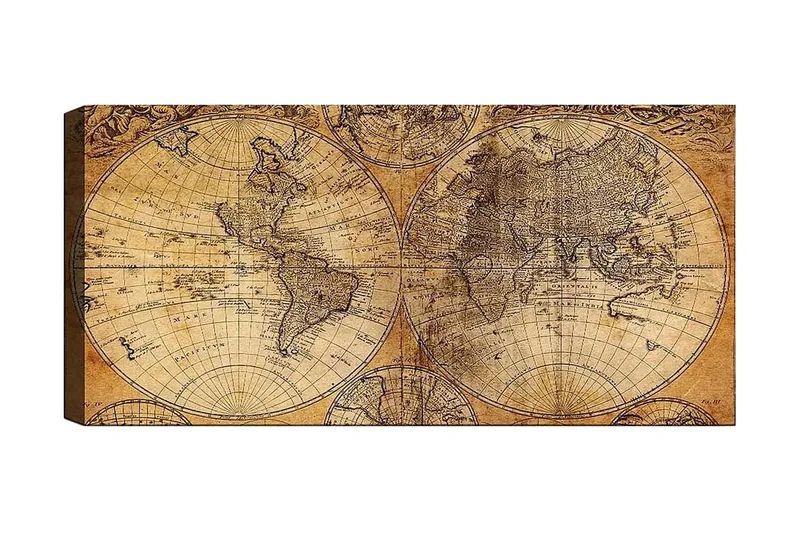 Canvasbillede YTY Map Flerfarvet, 120x50 cm