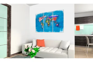 Chalkboard flags of the World Triptyk 90x60 - Artgeist sp. z o. o. - Boligtilbehør - Billeder & kunst - Billeder på lærred