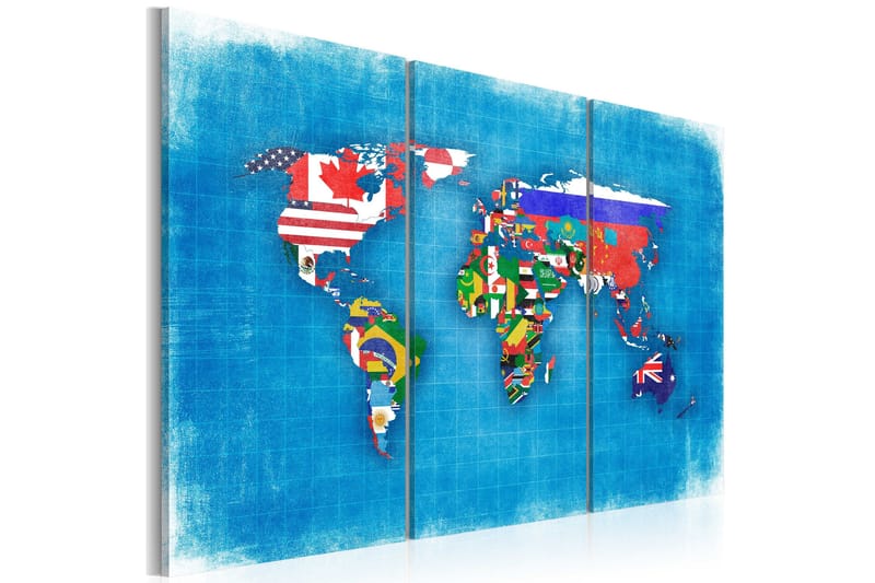 Chalkboard flags of the World Triptyk 90x60, Artgeist sp. z o. o.