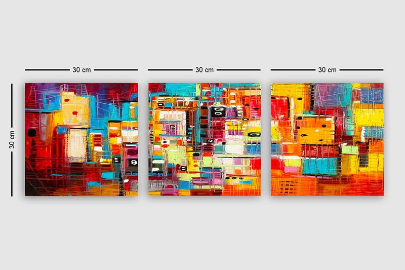 Decorative Canvas maleri (3 stykker) 30x30 - Boligtilbehør - Billeder & kunst - Billeder på lærred