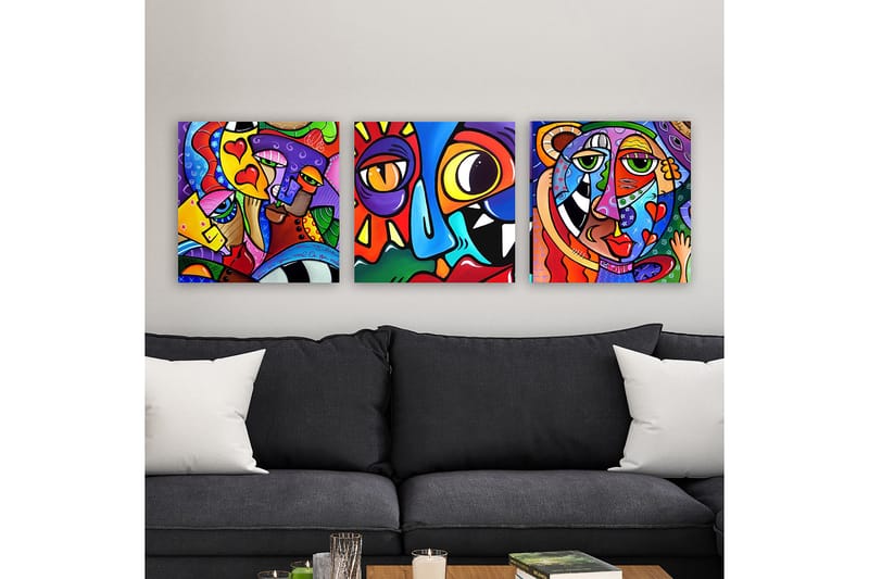 Decorative Canvas Painting (3 Pieces) 30x30 - Boligtilbehør - Billeder & kunst - Billeder på lærred