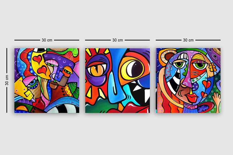 Decorative Canvas Painting (3 Pieces) 30x30 - Boligtilbehør - Billeder & kunst - Billeder på lærred