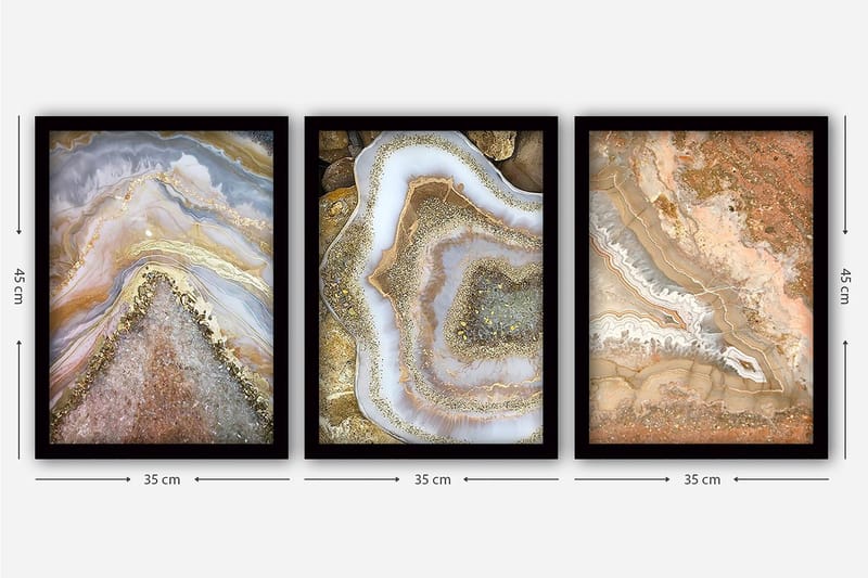 Decorative Framed Painting (3 Pieces) 35x45 - Boligtilbehør - Billeder & kunst - Billeder på lærred