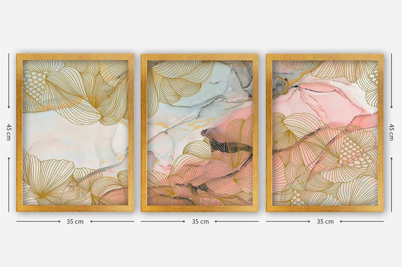 Decorative Framed Painting (3 Pieces) 35x45 - Boligtilbehør - Billeder & kunst - Billeder på lærred