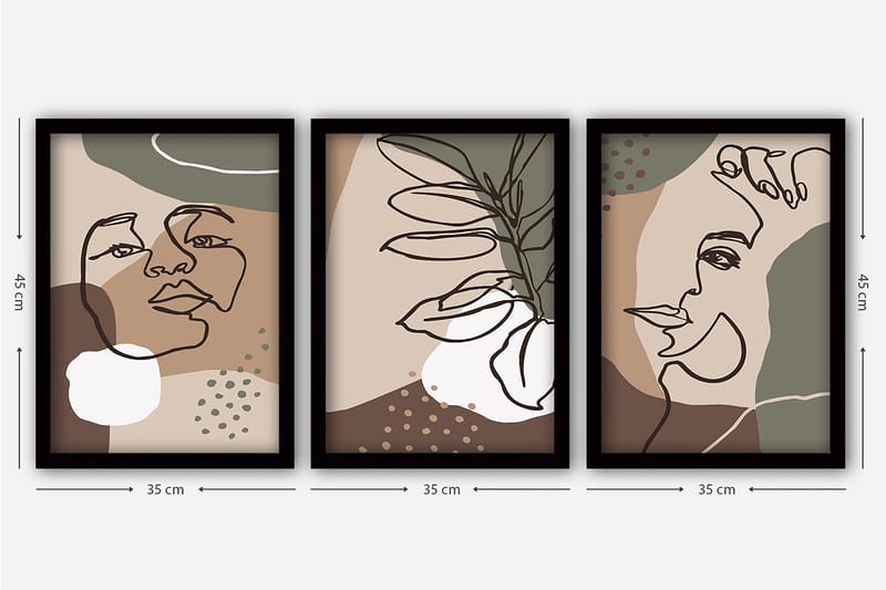 Decorative Framed Painting (3 Pieces) 35x45 - Boligtilbehør - Billeder & kunst - Billeder på lærred