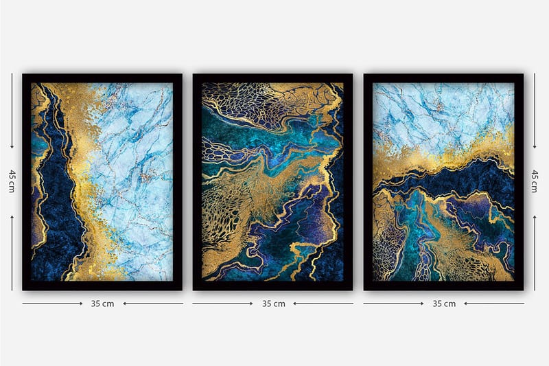Decorative Framed Painting (3 Pieces) 35x45 - Boligtilbehør - Billeder & kunst - Billeder på lærred