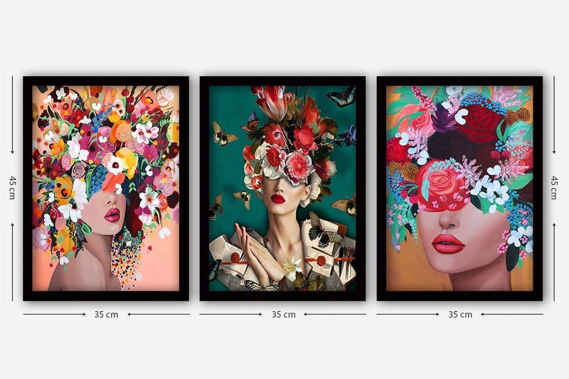 Decorative Framed Painting (3 Pieces) 35x45 - Boligtilbehør - Billeder & kunst - Billeder på lærred