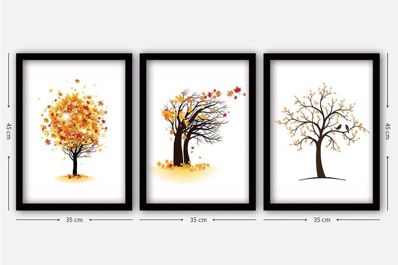 Decorative Framed Painting (3 Pieces) 35x45 - Boligtilbehør - Billeder & kunst - Billeder på lærred