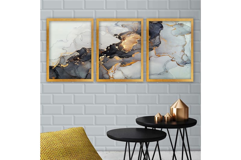 Decorative Framed Painting (3 Pieces) 35x45 - Boligtilbehør - Billeder & kunst - Billeder på lærred