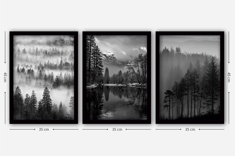 Decorative Framed Painting (3 Pieces) 35x45 - Boligtilbehør - Billeder & kunst - Billeder på lærred