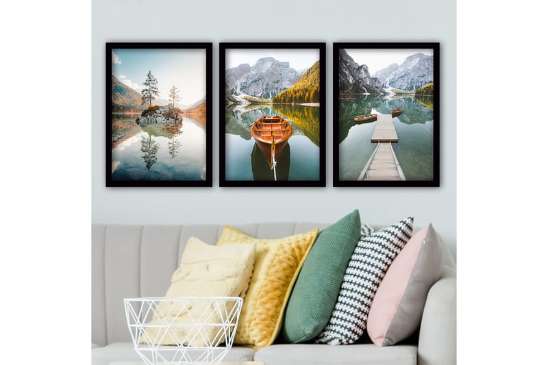 Decorative Framed Painting (3 Pieces) 35x45 - Boligtilbehør - Billeder & kunst - Billeder på lærred