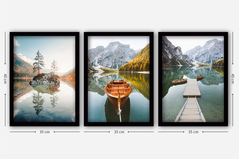 Decorative Framed Painting (3 Pieces) 35x45 - Boligtilbehør - Billeder & kunst - Billeder på lærred