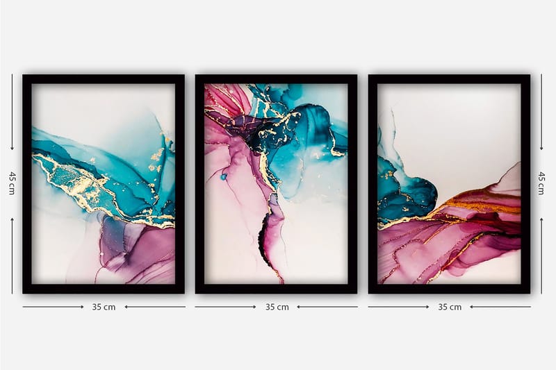 Decorative Framed Painting (3 Pieces) 35x45 - Boligtilbehør - Billeder & kunst - Billeder på lærred