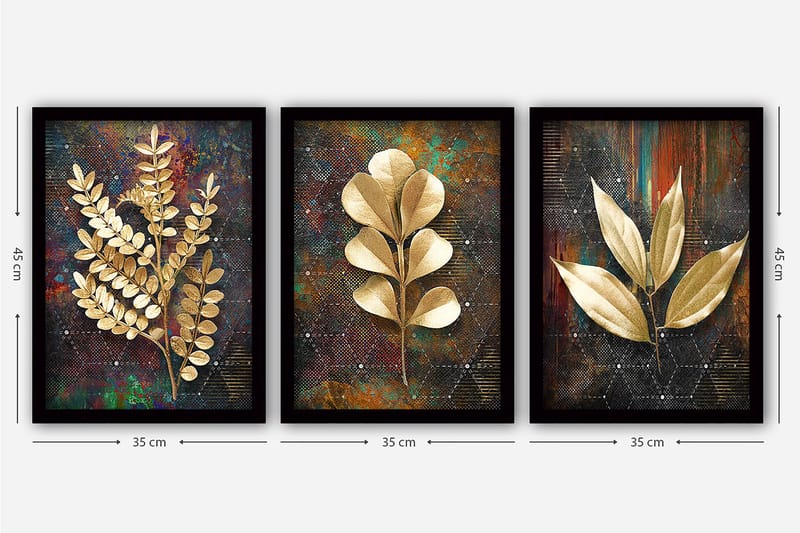 Decorative Framed Painting (3 Pieces) 35x45 - Boligtilbehør - Billeder & kunst - Billeder på lærred