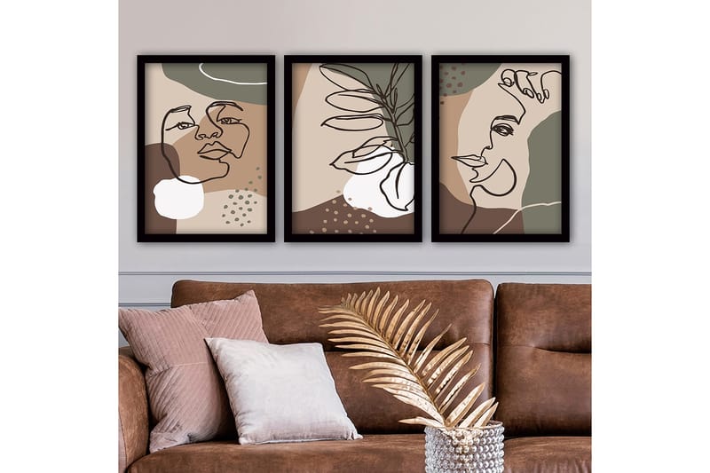 Decorative Framed Painting (3 Pieces) 35x45 - Boligtilbehør - Billeder & kunst - Billeder på lærred