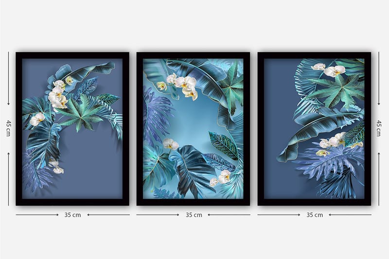 Decorative Framed Painting (3 Pieces) 35x45 - Boligtilbehør - Billeder & kunst - Billeder på lærred